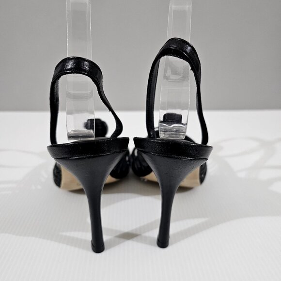 Larroude Valerie Slingback Knotted Sandal Stiletto Black Leather Size 9.5 NWOT - Picture 9 of 13